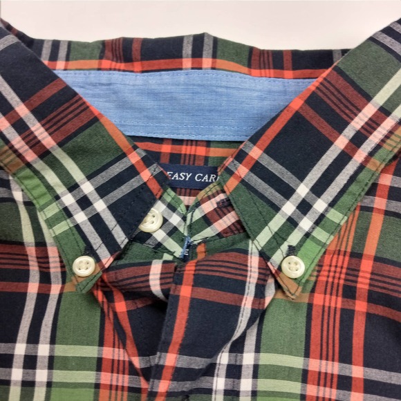 Chaps Men's XXL Casual Button Down Easy Care Green, Blue, & Orange Plaid - Picture 3 of 8